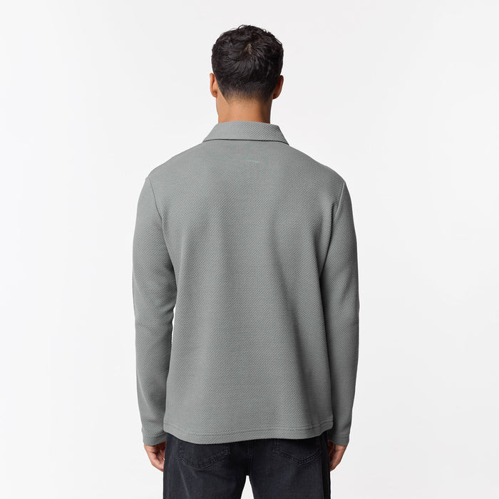 Long Sleeve Textured Polo | Olive