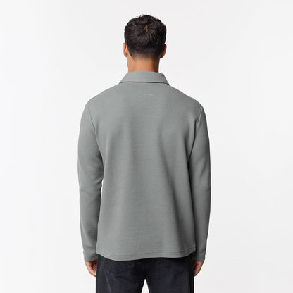 Long Sleeve Textured Polo | Olive