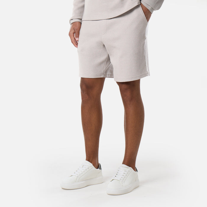 Long Sleeve Textured Polo Twinset | Stone