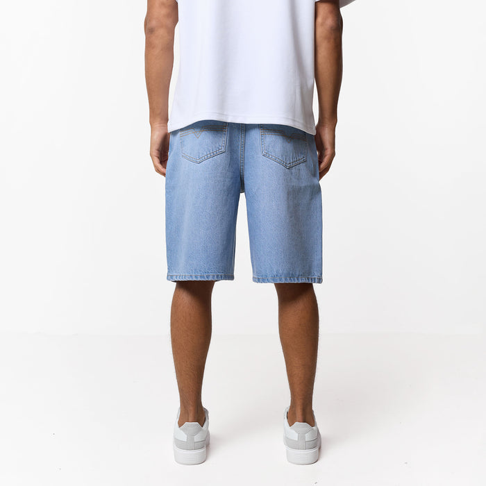 Loose Fit Denim Short | Light Blue Wash