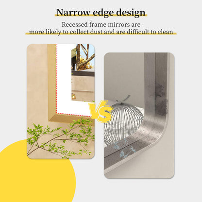 LUVODI Rctangular LED Bathroom Mirror with Gold Aluminum Alloy Narrow Frame Defogging 3 Color