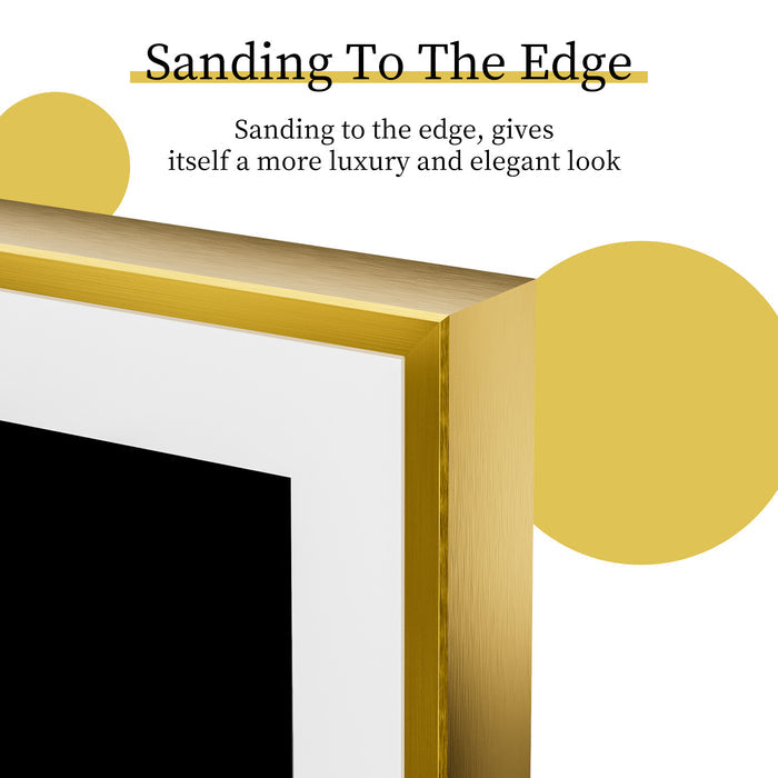 LUVODI Rctangular LED Bathroom Mirror with Gold Aluminum Alloy Narrow Frame Defogging 3 Color