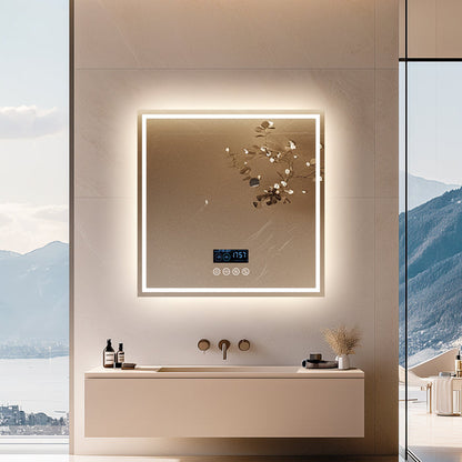 LUVODI Square LED Buetooth Bathroom Mirror Music Mirror (31.5x31.5 inch)