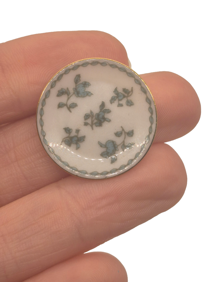 Marie Friedman – Plate w/ Beautiful Blue Flowers & Leaves Design