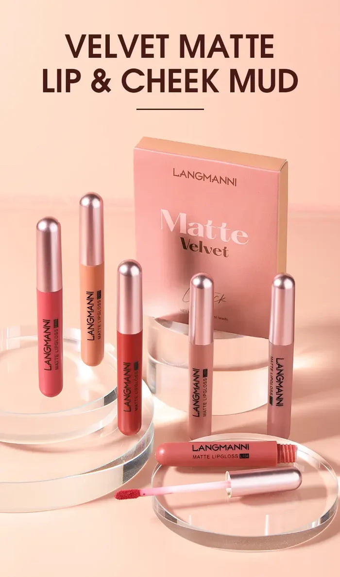 Matte Velvet Lip Gloss Set - 6 Waterproof Colors