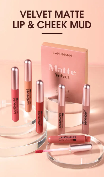 Matte Velvet Lip Gloss Set - 6 Waterproof Colors