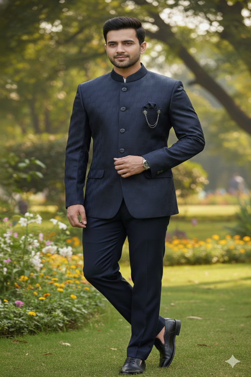 Men’s Jacquard Silk Blend Self Bandhgala Jodhpuri