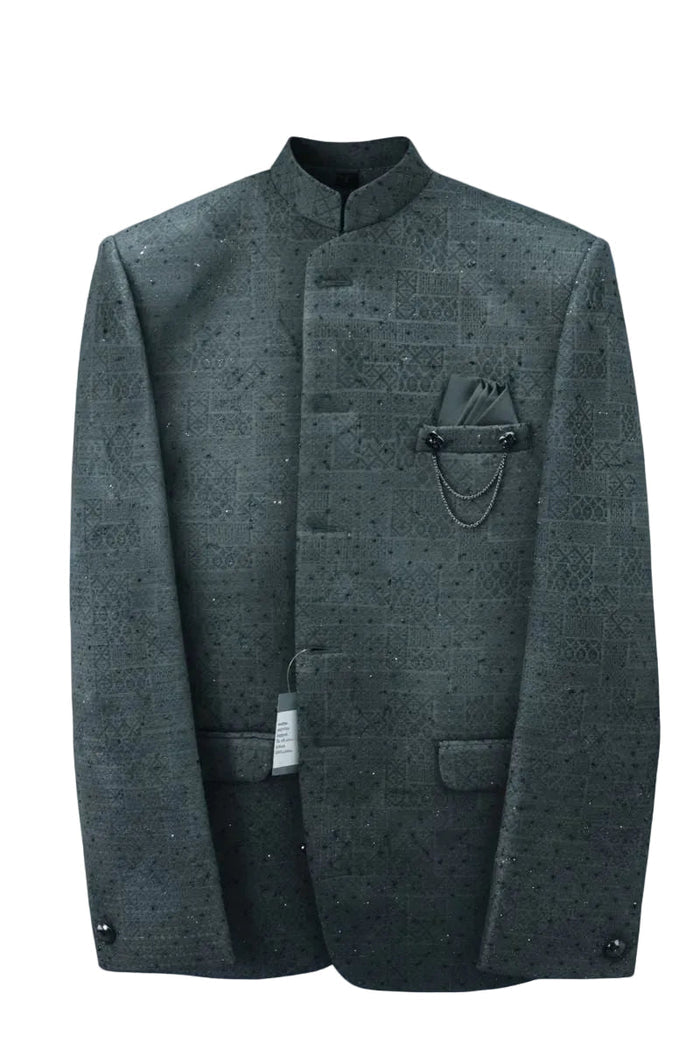Men’s Jacquard Silk Blend Self-Design Jodhpuri Suit