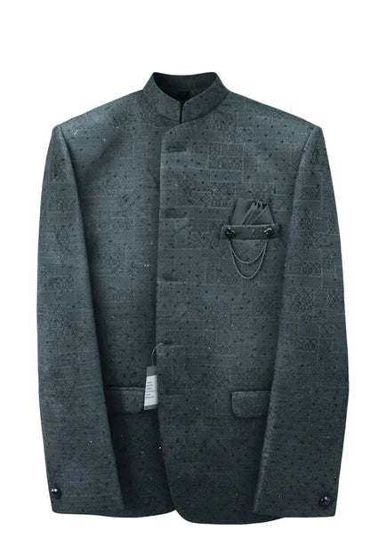 Men’s Jacquard Silk Blend Self-Design Jodhpuri Suit