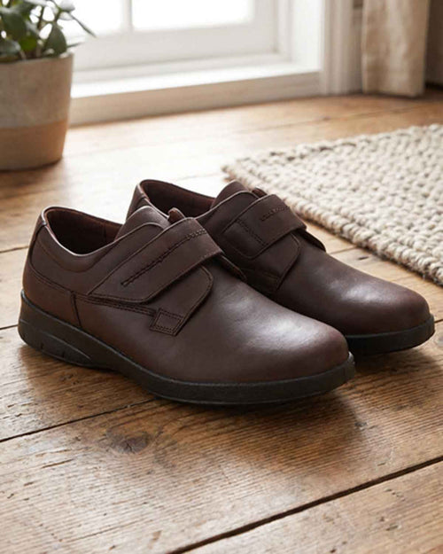 Mens Padders Velcro Shoe - Brown - Country Collection
