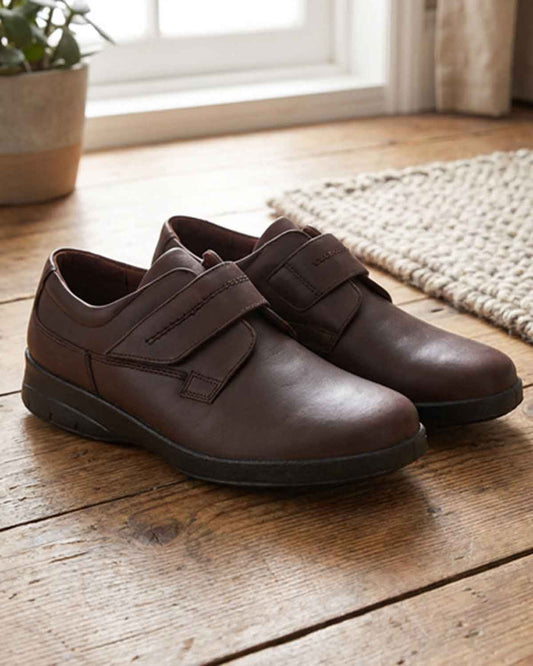Mens Padders Velcro Shoe - Brown - Country Collection