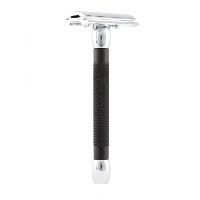 Merkur 20c black resin handle double edge safety razor closed comb