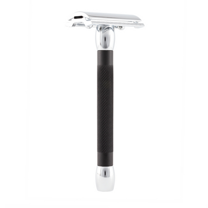 Merkur 20c black resin handle double edge safety razor closed comb