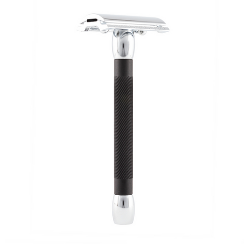 Merkur 20c black resin handle double edge safety razor closed comb