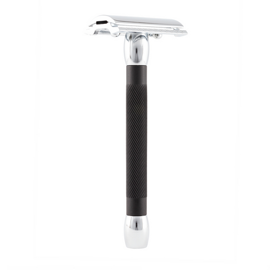 Merkur 20c black resin handle double edge safety razor closed comb