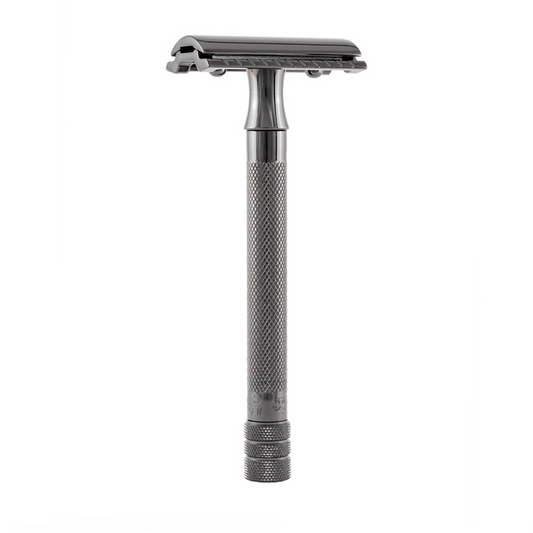 brand Merkur 23c black double edge safety razor extra long handle