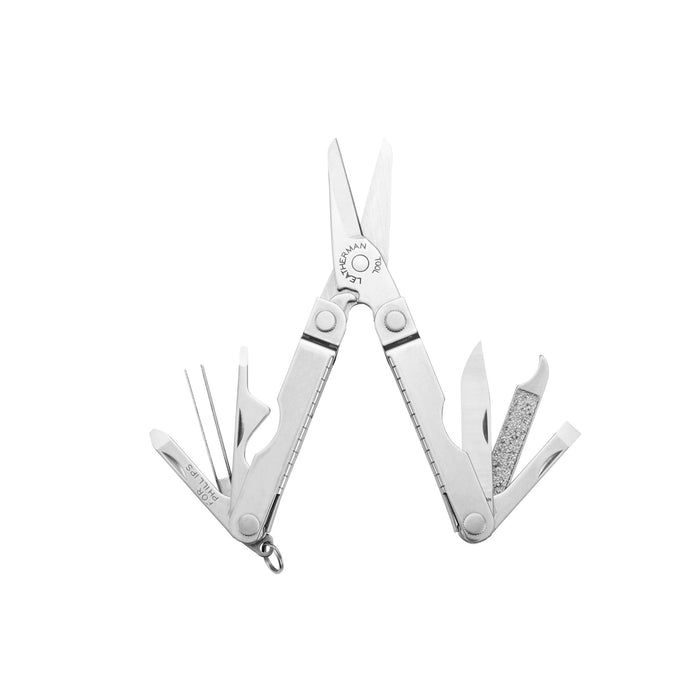 Stainless Steel Leatherman Micra® compact multi-tool with scissors, screwdrivers, and more for everyday tasks.