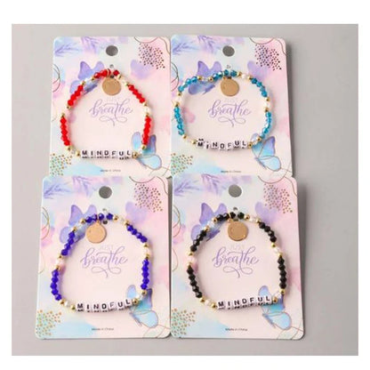 Mindful Coin Crystal Beaded Bracelet - Inspiring "Breathe" Jewelry (BL18203)
