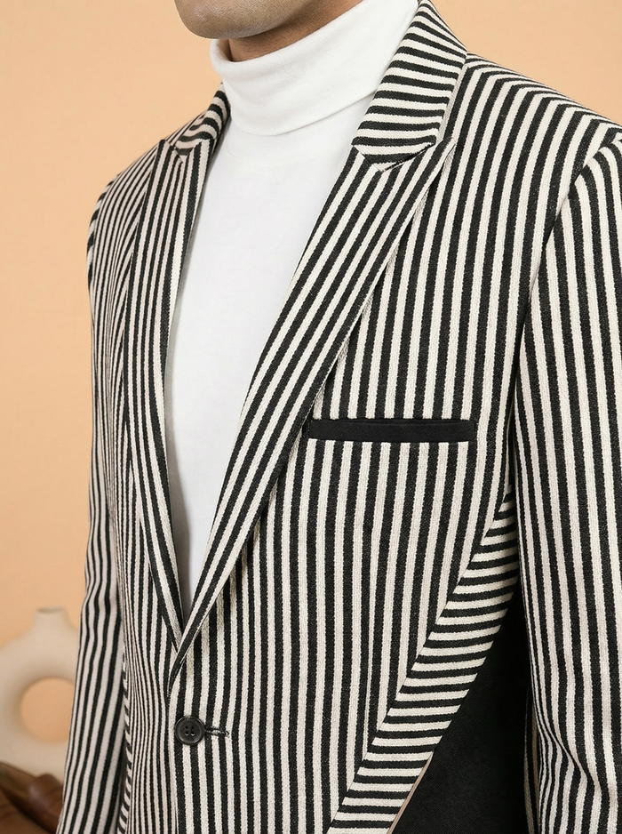 Monochrome Stripe Luxe Party Wear Designer Blazer