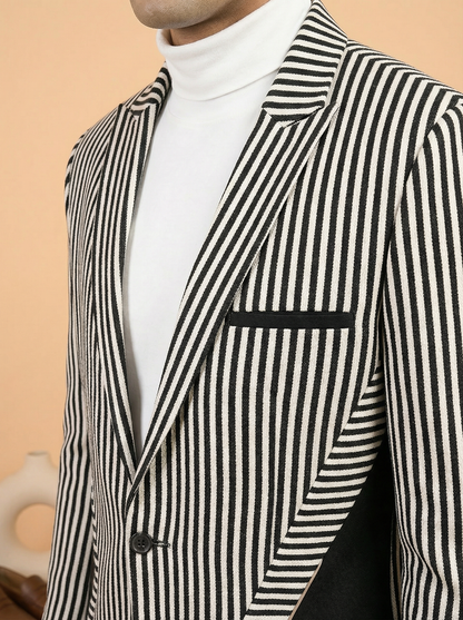 Monochrome Stripe Luxe Party Wear Designer Blazer