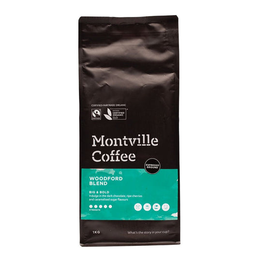 MONTVILLE COFFEE Coffee Ground (Espresso) Woodford Blend 1kg - L'Organic