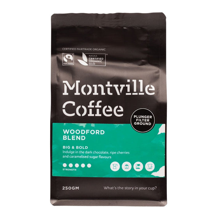 MONTVILLE COFFEE Coffee Ground (Plunger) Woodford Blend 250g - L'Organic