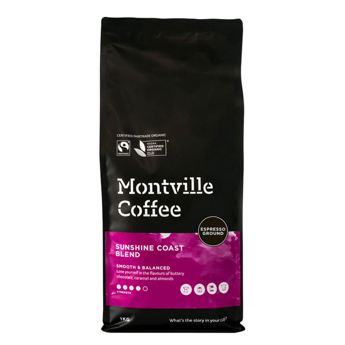 Montville Coffee Organic Sunshine Coast Blend Espresso Ground 1kg - L'Organic
