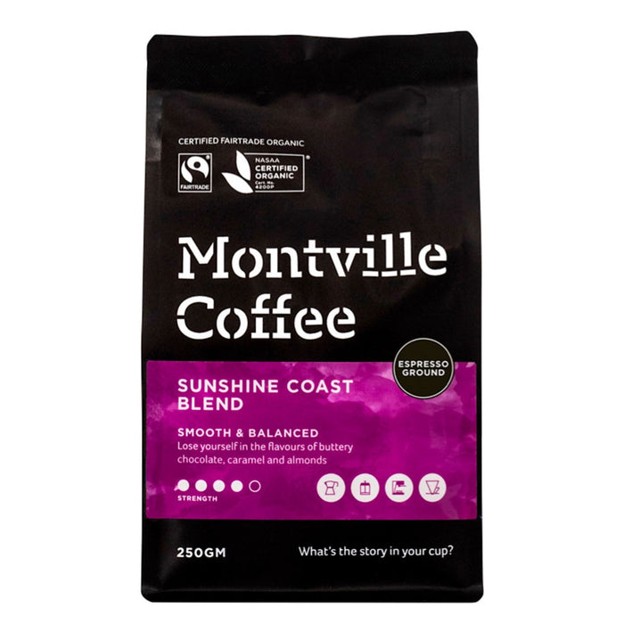 Montville Coffee Organic Sunshine Coast Blend Espresso Ground 250g - L'Organic