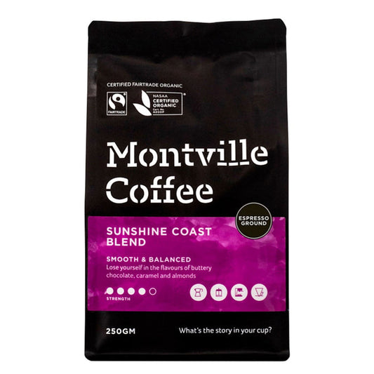 Montville Coffee Organic Sunshine Coast Blend Espresso Ground 250g - L'Organic