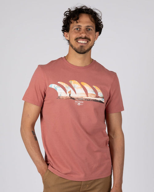 Morning View Mens Short Sleeve T-Shirt in Dark Pink