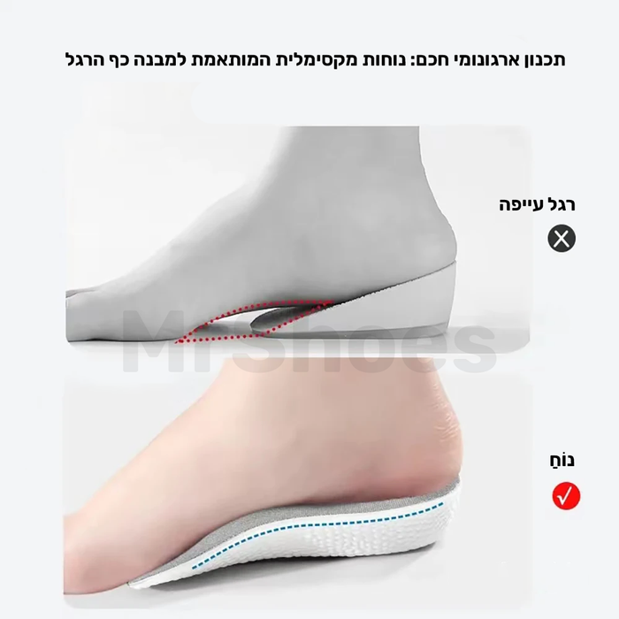 מדרסי MrShoes – מדרסים אורטופדיים להוספת גובה עד 8 ס״מ