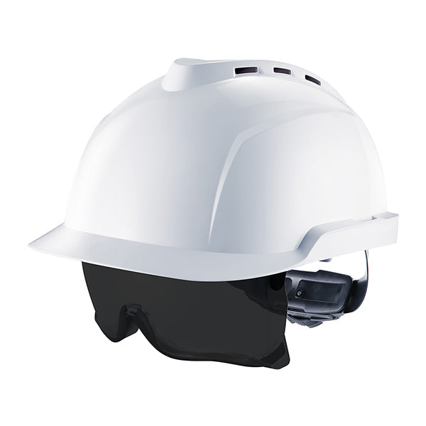 Msa v-gard 930 vented safety helmet with integrated eye protection tinted-msagvc1awt