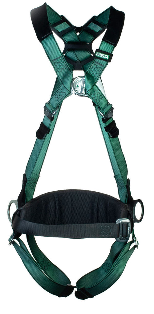 Msa xl v-form back/chest/hip d-ring qf harness w/waist belt-msa10206050