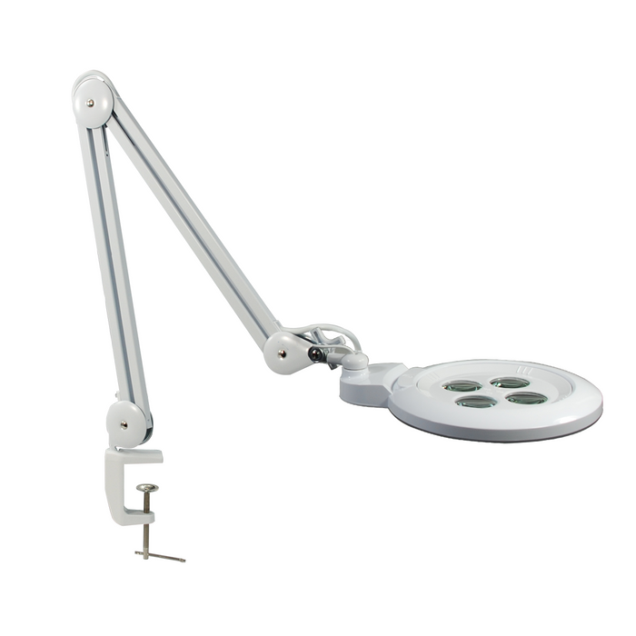 Multi-Diopter LED Magnifying Lamp with Clamp - 6-inch Glass Lens (8D, 10D, 12D & 15D)