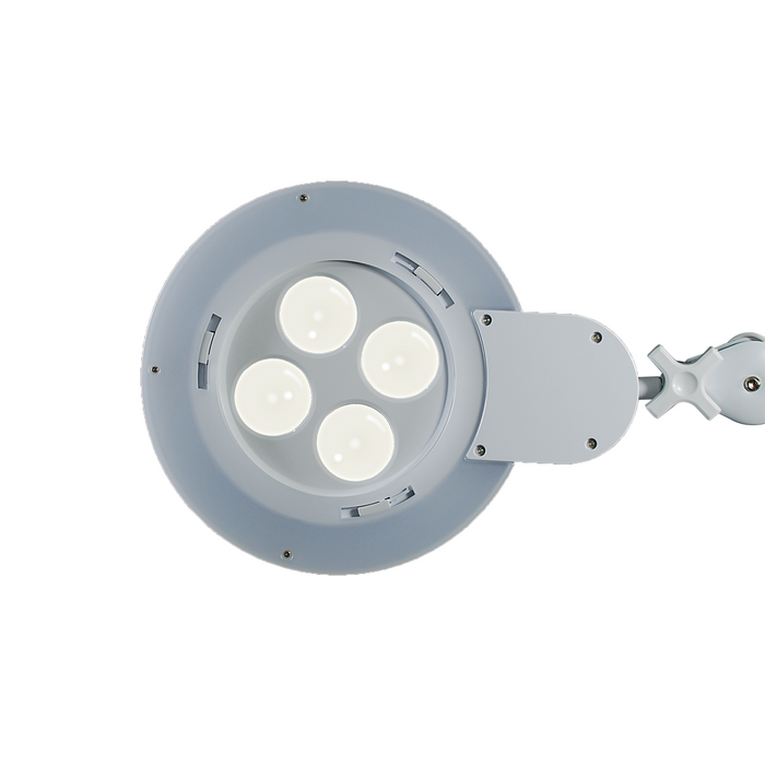 Multi-Diopter LED Magnifying Lamp with Clamp - 6-inch Glass Lens (8D, 10D, 12D & 15D)