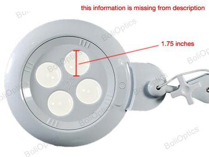 Multi-Diopter LED Magnifying Lamp with Clamp - 6-inch Glass Lens (8D, 10D, 12D & 15D)