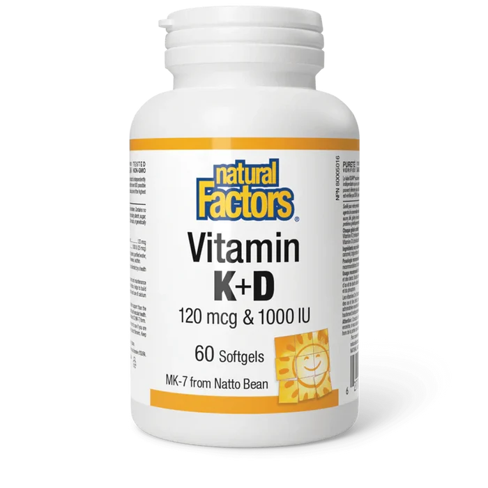 Natural Factors: Vitamin K + D 120 mcg / 1000 IU · MK-7 from Natto Bean