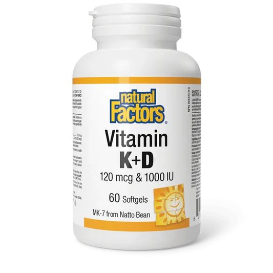 Natural Factors: Vitamin K + D 120 mcg / 1000 IU · MK-7 from Natto Bean