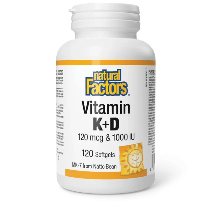 Natural Factors: Vitamin K + D 120 mcg / 1000 IU · MK-7 from Natto Bean