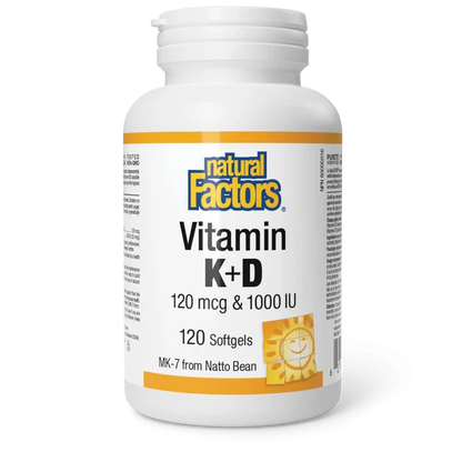 Natural Factors: Vitamin K + D 120 mcg / 1000 IU · MK-7 from Natto Bean