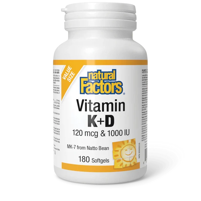 Natural Factors: Vitamin K + D 120 mcg / 1000 IU · MK-7 from Natto Bean