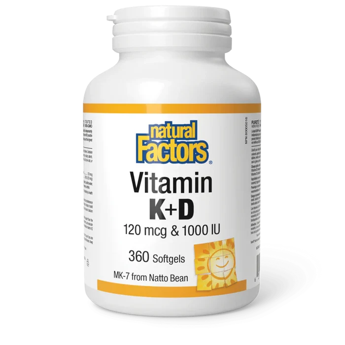 Natural Factors: Vitamin K + D 120 mcg / 1000 IU · MK-7 from Natto Bean