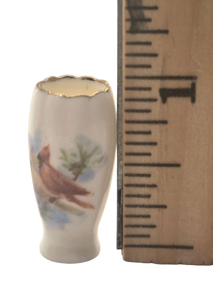 Niglo – Handpainted Birds on Vase with Golden Trim