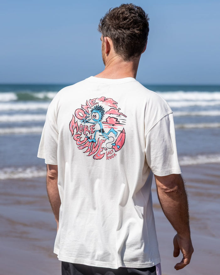 One More Wave Mens Oversized Short Sleeve T-Shirt in Cream