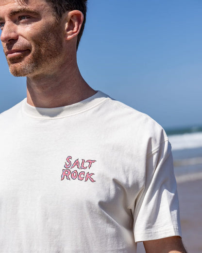One More Wave Mens Oversized Short Sleeve T-Shirt in Cream