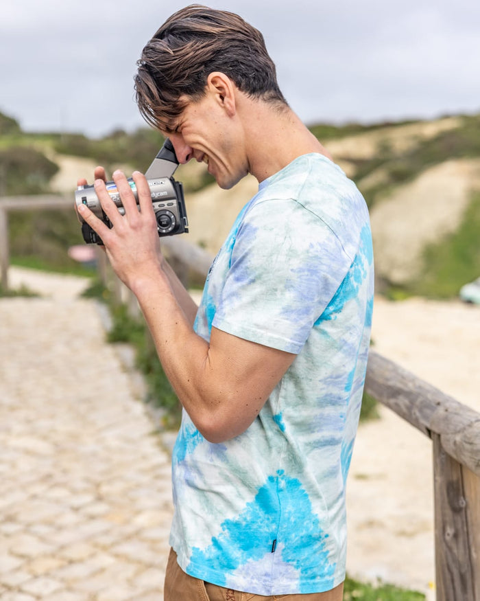 Origin Flame Mens Tie Dye Short Sleeve T-Shirt in Cream