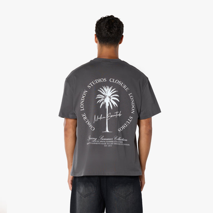 Palm Tree Modern Essential T-Shirt  | Charcoal