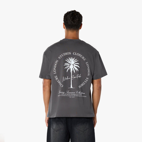 Palm Tree Modern Essential T-Shirt  | Charcoal