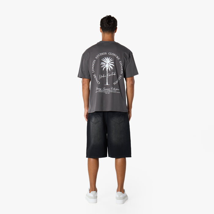 Palm Tree Modern Essential T-Shirt  | Charcoal