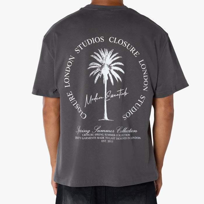 Palm Tree Modern Essential T-Shirt  | Charcoal